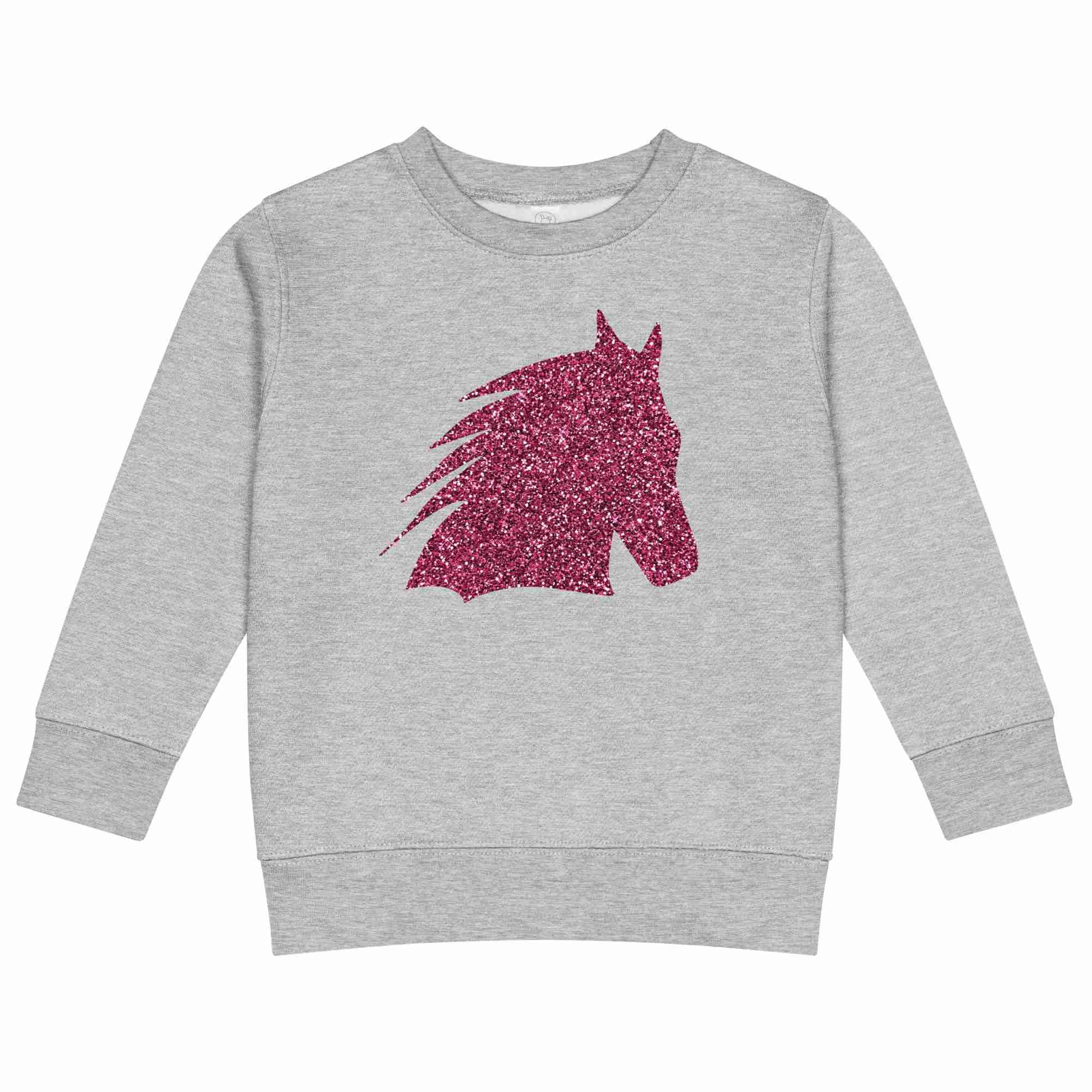 Glitter Horse Head Kids Crew Neck Sweatshirt - Image 4