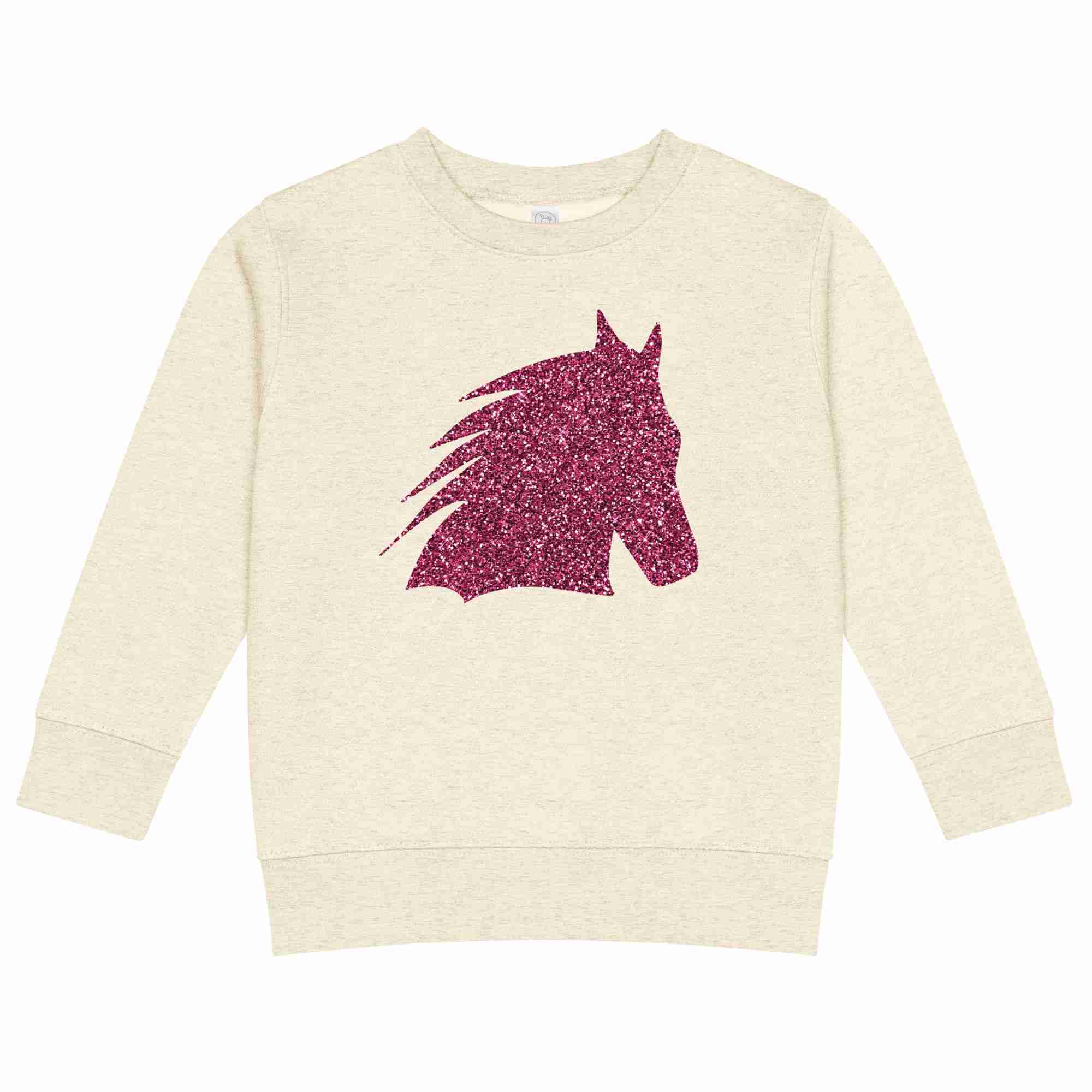 Glitter Horse Head Kids Crew Neck Sweatshirt - Image 5