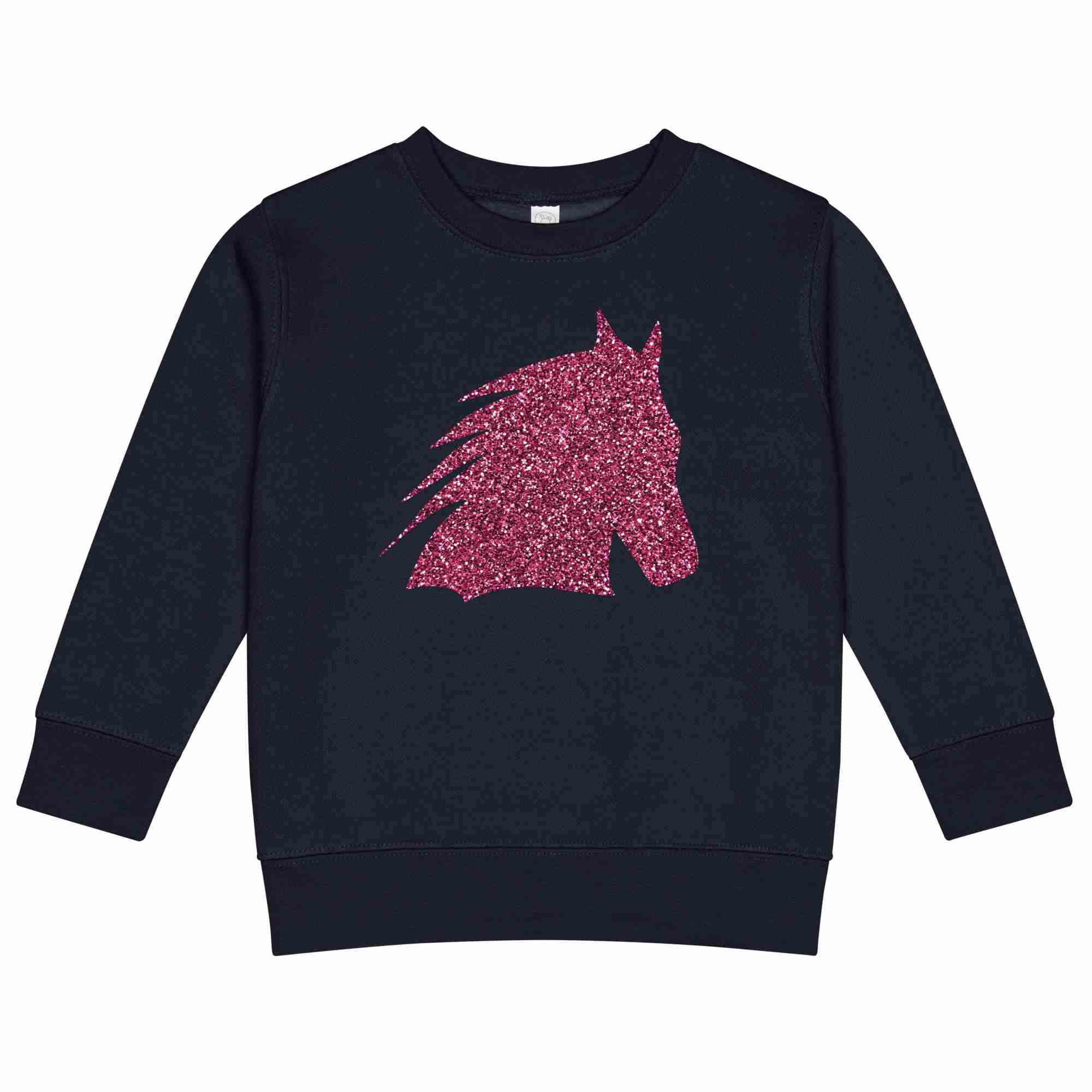 Glitter Horse Head Kids Crew Neck Sweatshirt - Image 3