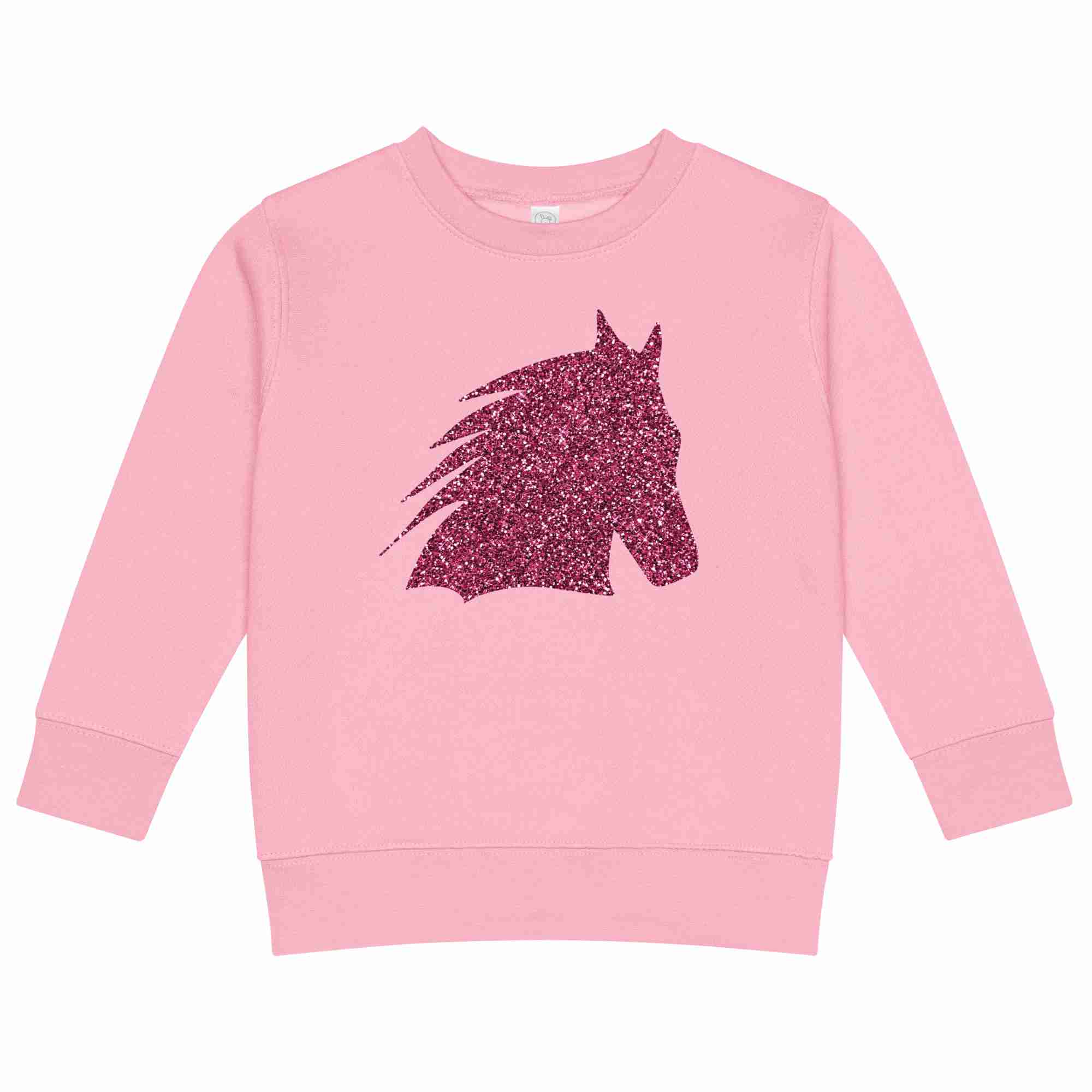 Glitter Horse Head Kids Crew Neck Sweatshirt
