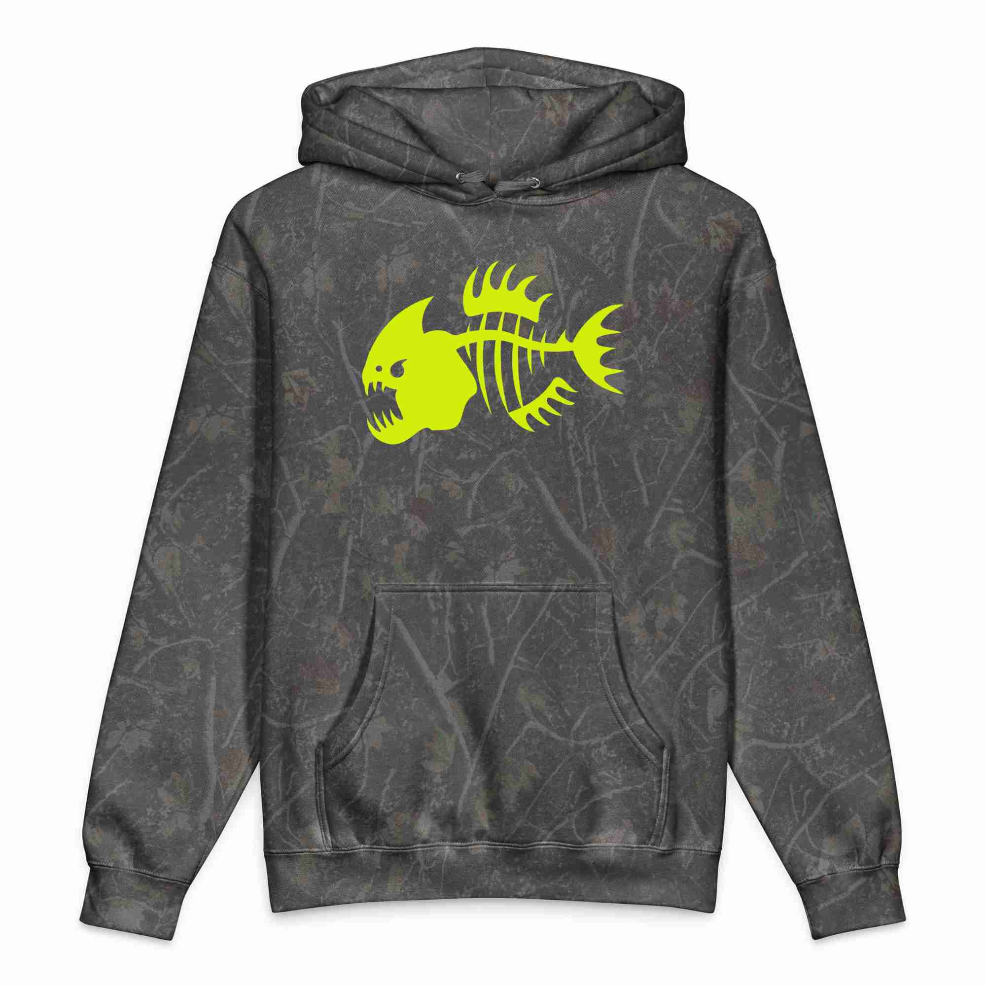 Yellow Piranha Unisex Heavyweight Hooded Sweatshirt - Image 2
