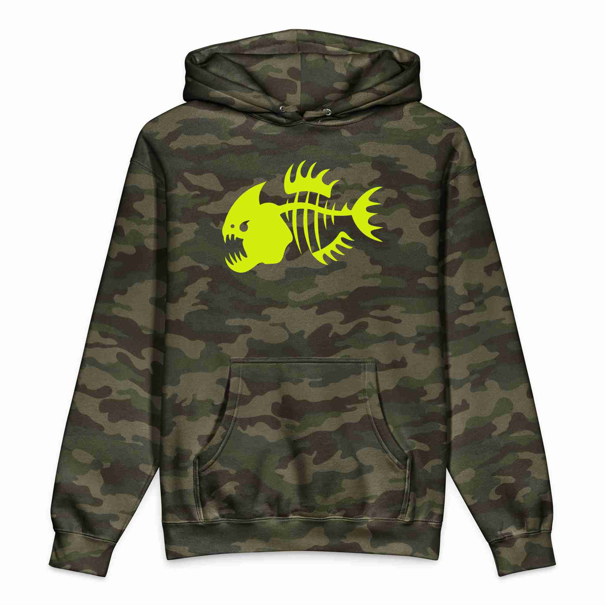 Yellow Piranha Unisex Heavyweight Hooded Sweatshirt - Image 3