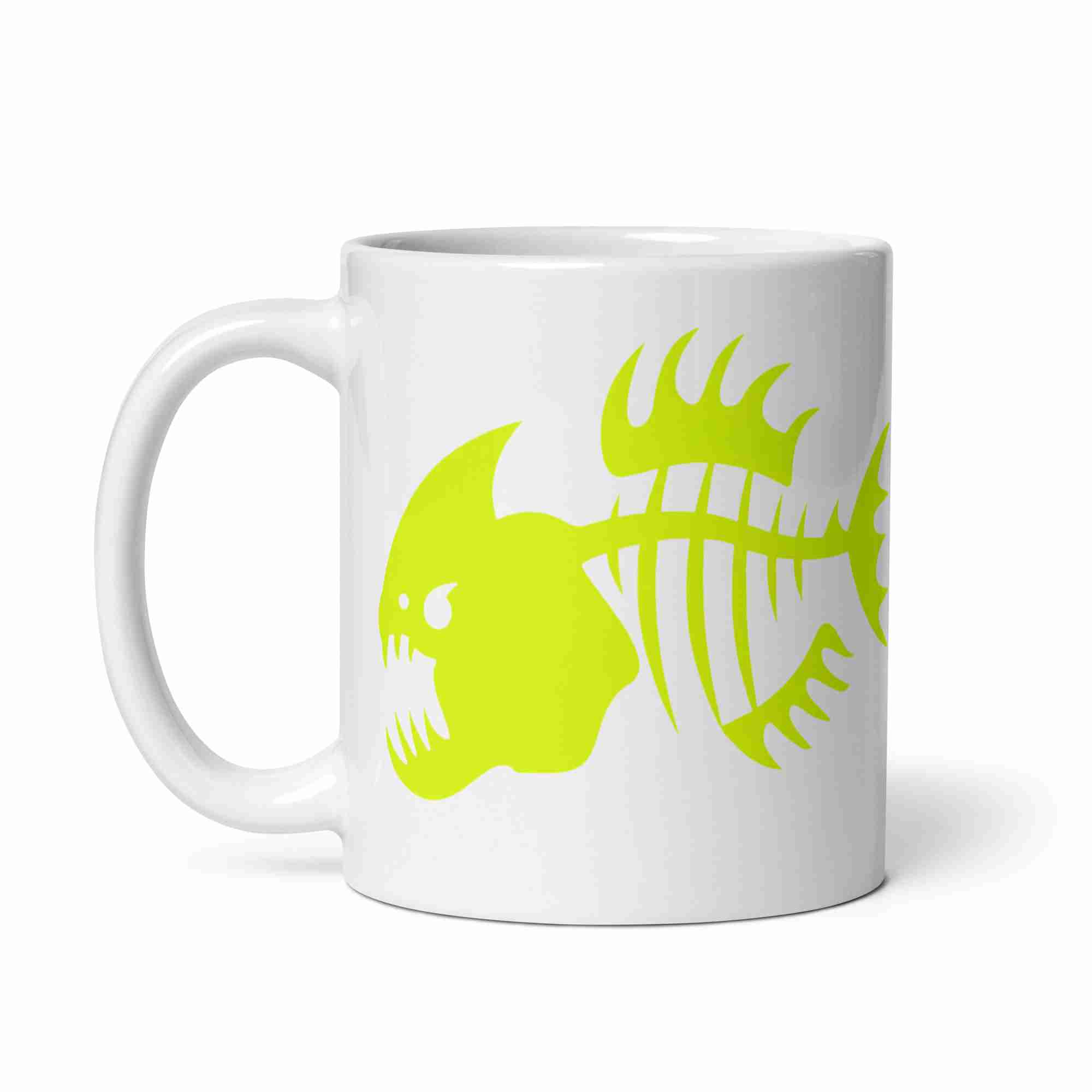 Yellow Piranha White Mug - Image 3