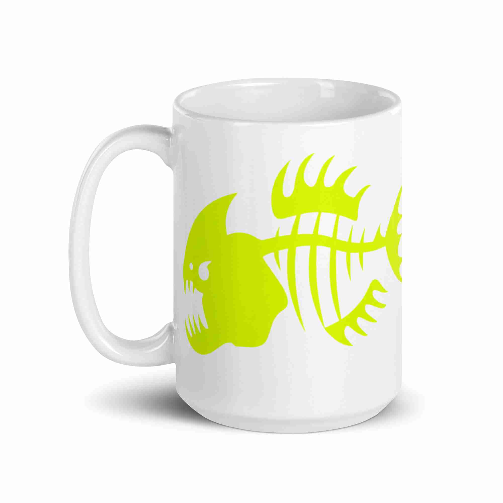 Yellow Piranha White Mug - Image 6
